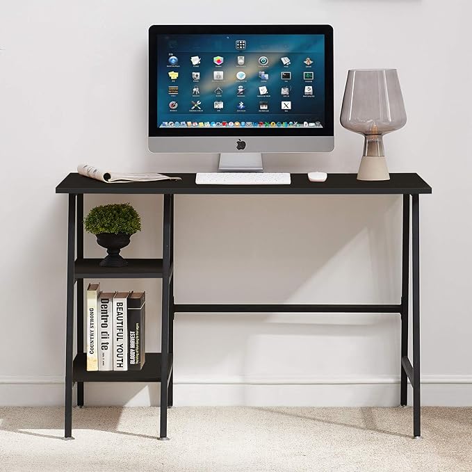 VECELO 43 Inch Computer Modern Student Writing home-office, Ladder Desk, Black - LeafyLoom