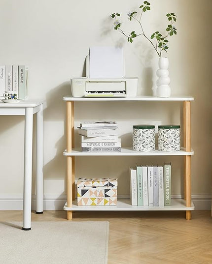 IBUYKE 3-Tier Wooden Open Bookcase - Modern Freestanding Bookshelf Storage Organizer,Standing Shelf Units,Multifunctional Display Stand for Bedroom, Living Room and Home Office,White WBC003W - LeafyLoom