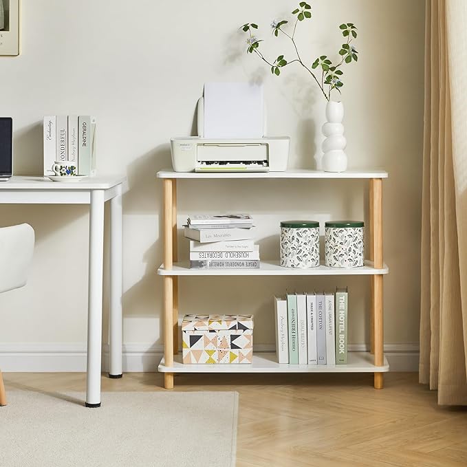 IBUYKE 3-Tier Wooden Open Bookcase - Modern Freestanding Bookshelf Storage Organizer,Standing Shelf Units,Multifunctional Display Stand for Bedroom, Living Room and Home Office,White WBC003W - LeafyLoom