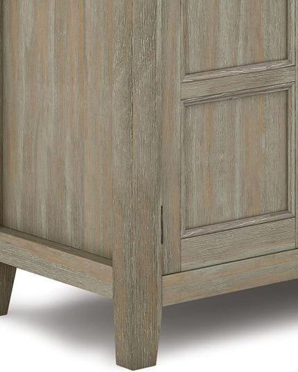 SIMPLIHOME Burlington SOLID WOOD Universal TV Media Stand, 72 inch Wide, Transitional, Living Room Entertainment Center with Storage, for Flat Screen TVs up to 80 inches in Distressed Grey - LeafyLoom