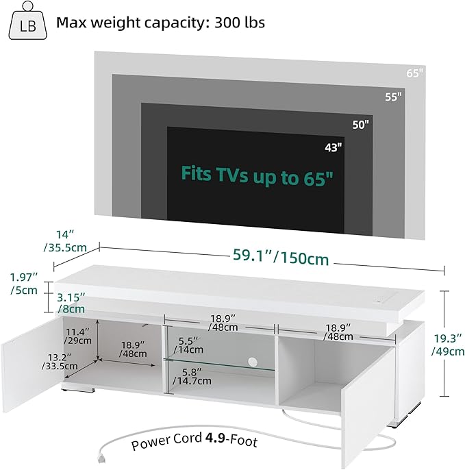 YITAHOME Morden TV Stand for 65 Inch TV, Mid Century Modern Entertainment Center for 300lbs with Double Barn Doors, Rustic TV Media Console TV Cabinet for Living Room, Grey - LeafyLoom