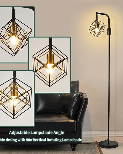 Dimmable Farmhouse Floor Lamp for Living Room, 1 Light Rustic Standing Tall Lamp, Modern Bright Floor Lamp, Industrial Standing Lamp for Bedroom, Tall Pole Lamps Office, LED Bulbs Included. - LeafyLoom