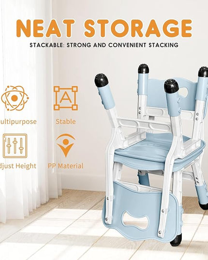kids chair adjustable height Children chairs suitable for Children age 2-8 with foot covers for home classroom kindergarten and children's venues two-pack - LeafyLoom