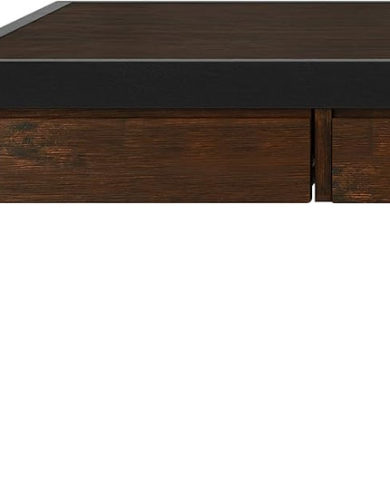 SIMPLIHOME Erina SOLID WOOD and Metal Modern Industrial 60 inch Wide Home Office Desk, Writing Table, Workstation, Study Table Furniture in Farmhouse Brown with 2 Drawers - LeafyLoom