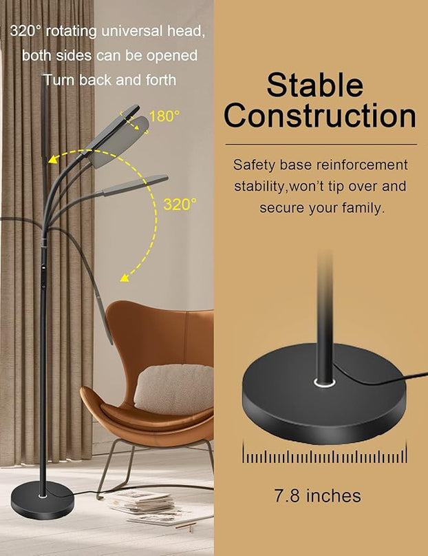 Modern LED Floor Lamp Bright 18W sofa reading Lamps Estheticians' Light for Lash Extensions,Dimmable Modern Standing Light,Adjustable Gooseneck Task Lighting for Living Room Bedroom Office - LeafyLoom