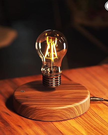 Floating Light Bulb, Magnetic levitating LED Desk Lamp Table lamp Night Light, 360 Degree Automatic Rotating Light, Unique Gifts for Christmas Office Decor - LeafyLoom