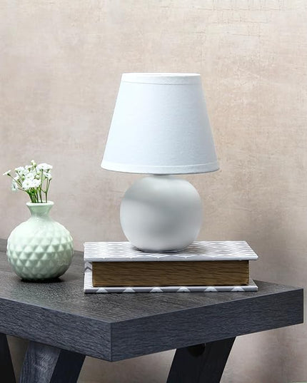 Simple Designs LT2008-OFF Mini Ceramic Globe Table Lamp, Off White - LeafyLoom