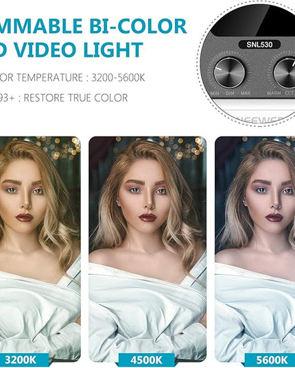 Neewer 2-Pack 530 LED Video Lighting Kit with APP Control, Dimmable Bi-Color 3200K~5600K Video Light with U Bracket, Barndoor, Stand and Bag for Photography/YouTube/Live Streaming/Zoom Meeting Neewer