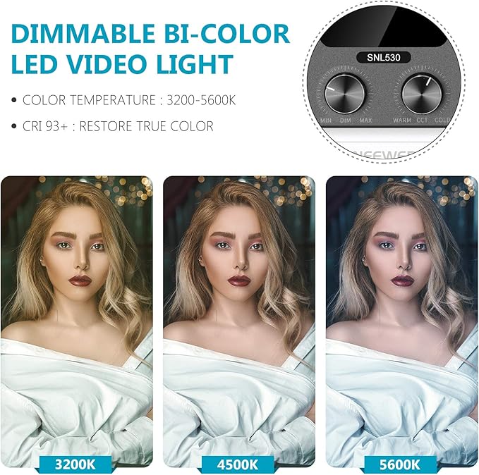 Neewer 2-Pack 530 LED Video Lighting Kit with APP Control, Dimmable Bi-Color 3200K~5600K Video Light with U Bracket, Barndoor, Stand and Bag for Photography/YouTube/Live Streaming/Zoom Meeting Neewer