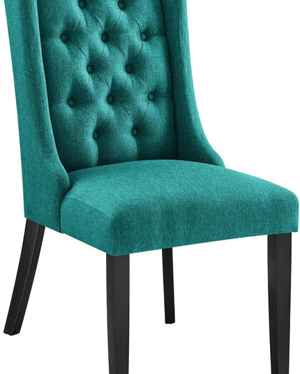 Modway Baronet Button Tufted Fabric, One Dining Chair, Teal - LeafyLoom