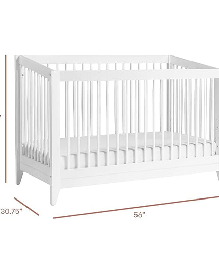 Babyletto Sprout 4-in-1 Convertible Crib with Toddler Bed Conversion Kit in White, Greenguard Gold Certified - LeafyLoom