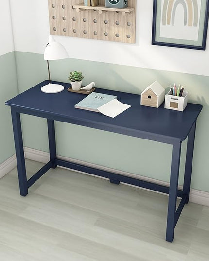 Max & Lily Solid Wood Desk, 47 Inches, Blue - LeafyLoom