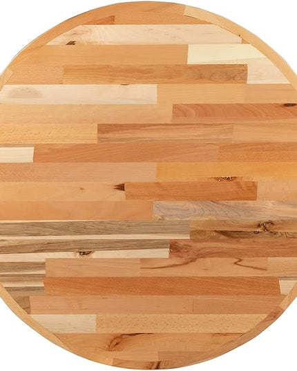 Flash Furniture Mayfair 30" Round Butcher Block Style Table Top, Natural - LeafyLoom