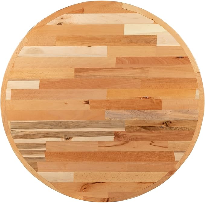 Flash Furniture Mayfair 30" Round Butcher Block Style Table Top, Natural - LeafyLoom