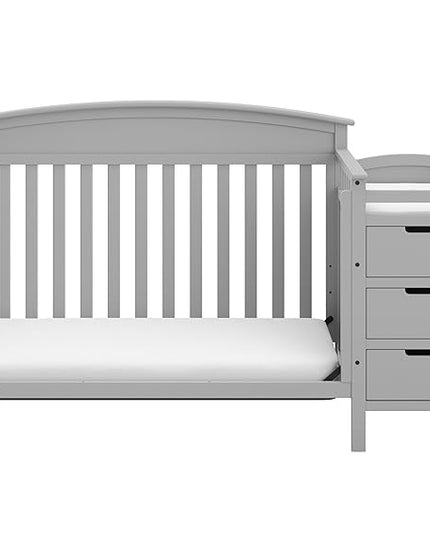 Graco Benton 5-in-1 Convertible Crib and Changer (Pebble Gray) – Crib and Changing Table Combo, Includes Water-Resistant Changing Pad, 3 Drawers, Converts to Toddler Bed, Daybed and Full-Size Bed - LeafyLoom