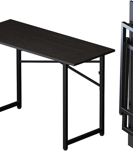 Folding Computer Desk 47 inch Writing Gaming Computer Camping Table, No Assembly Required Home Office Desk, Black - LeafyLoom
