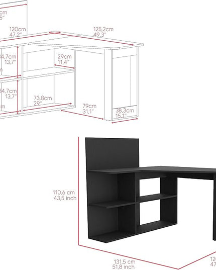 NicBex Kimberly-DW-00206-LWJ Home Office Desks, 51.7"x47.2"x43.3", Black - LeafyLoom