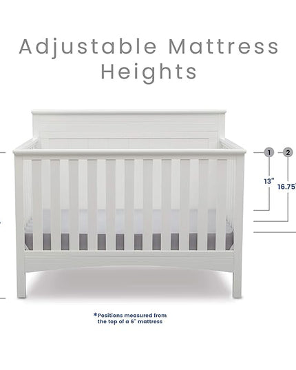 Delta Children Fancy 4-in-1 Convertible Baby Crib - Greenguard Gold Certified, Bianca White - LeafyLoom