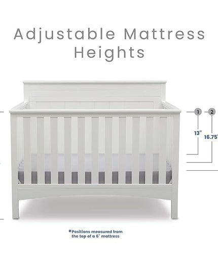 Delta Children Fancy 4-in-1 Crib, Bianca + Serta Perfect Slumber Dual Sided Recycled Fiber Core Crib and Toddler Mattress (Bundle) - LeafyLoom