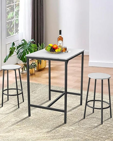 AT-VALY 3-Piece Bar Table Set with 2 Stools,Dining Room Table Set,Small Spaces (Black) - LeafyLoom