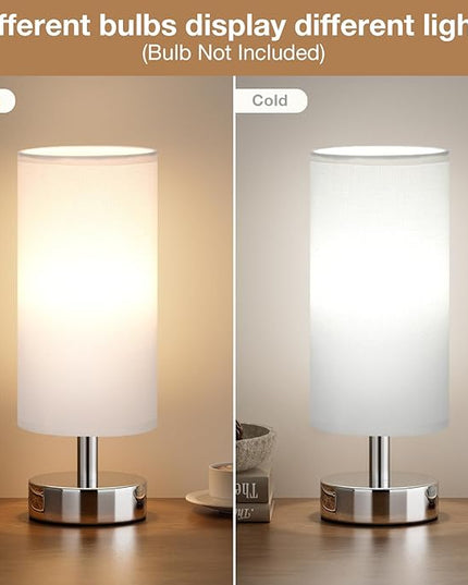 Small Table Lamp for Bedroom - Bedside Lamps for Night Stands, Minimalist Nightstand Light Lamp, Desk Lamps for Reading Room, Kids Room, Living Room, Office, Dorm - LeafyLoom