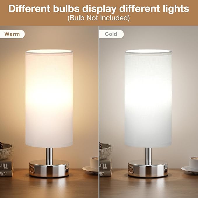 Small Table Lamp for Bedroom - Bedside Lamps for Night Stands, Minimalist Nightstand Light Lamp, Desk Lamps for Reading Room, Kids Room, Living Room, Office, Dorm - LeafyLoom