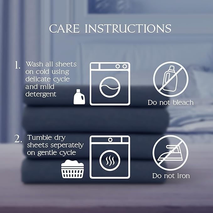 Northwest Ashford Home Essentials Bedding, 4 Piece King Size Sheet Set, Estate Blue - LeafyLoom