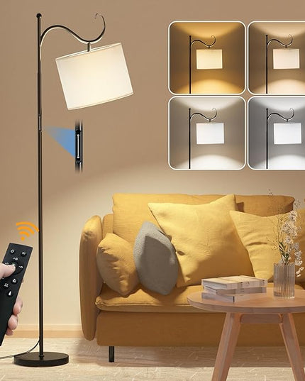 Dimmable Floor Lamp with Remote, Adjustable Floor Lamps for Reading, 12W LED Modern Standing Lamp Arched, Tall Floor Lamps for Living Room, Touch Control, 1200LM Super Bright - LeafyLoom