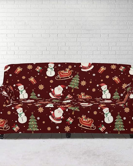 FKELYI Red Christmas Sofa Couch Cover for Indoor Non-Slip Furniture Protector Easy Going Stretch Sofa Slipcover Washable Sofa Slipcovers L FKELYI