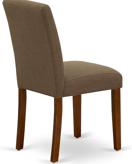 East West Furniture 1NDAB3-MAH-18 3 Piece Kitchen Set Contains a Rectangle Room Table with Dropleaf and 2 Coffee Linen Fabric Parson Dining Chairs, 30x48 Inch - LeafyLoom