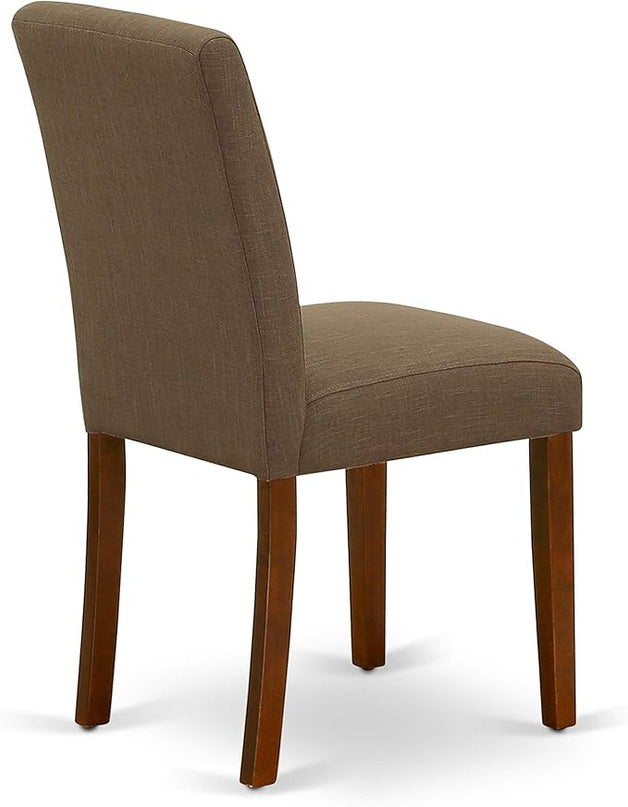 East West Furniture 1NDAB3-MAH-18 3 Piece Kitchen Set Contains a Rectangle Room Table with Dropleaf and 2 Coffee Linen Fabric Parson Dining Chairs, 30x48 Inch - LeafyLoom