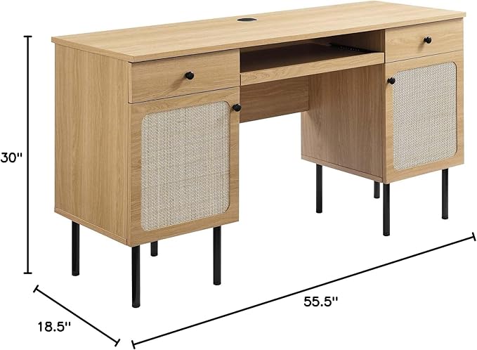 Modway Chaucer Modern Wood Grain Computer Office Desk, Oak - LeafyLoom