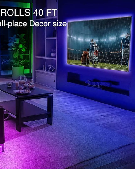 phopollo Led Lights 40ft for Bedroom RGB Color Changing Led Lights Kit with Power Supply and Remote Phopollo