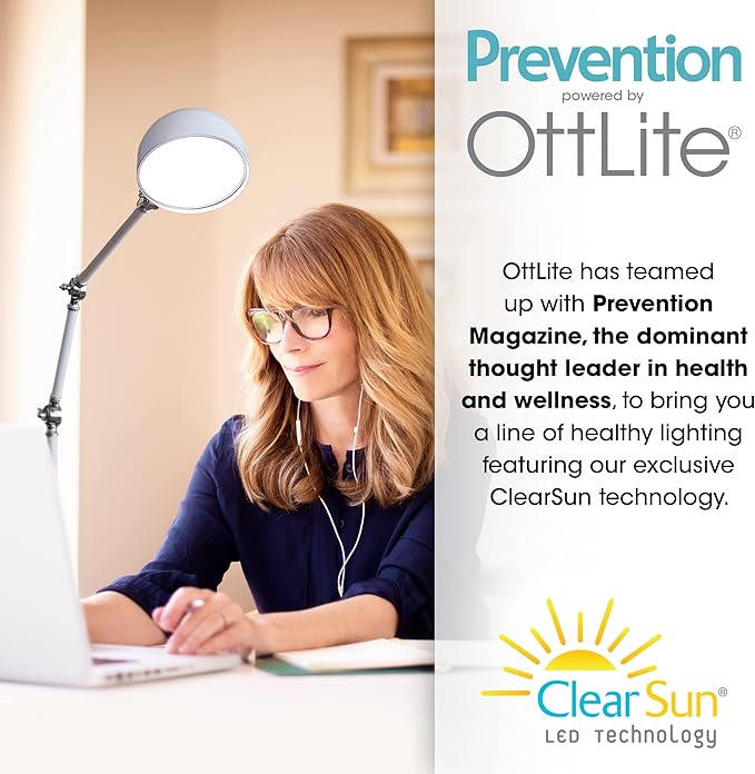 OttLite Pharmacy Adjustable LED Floor Lamp, Prevention Series - Designed to Reduce Eyestrain - 3-Point Adjustable Neck, 3 Brightness Settings with Touch Controls - Office Work, Reading & Studying - LeafyLoom
