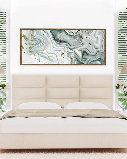 Tbfit Upholstered Tufted Floating Headboard for Queen Size Dorm Bed, Soundproof Peel and Stick, Wall Mounted, Pack of 9 Panels Sized 10” x 24”, Beige, Queen - LeafyLoom