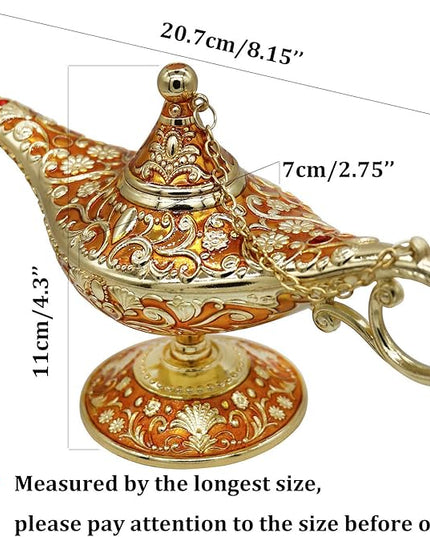Classic Vintage Rare Legend Aladdin Magic Genie Costume Lamp Home Table Decoration & Gift, Orange - LeafyLoom