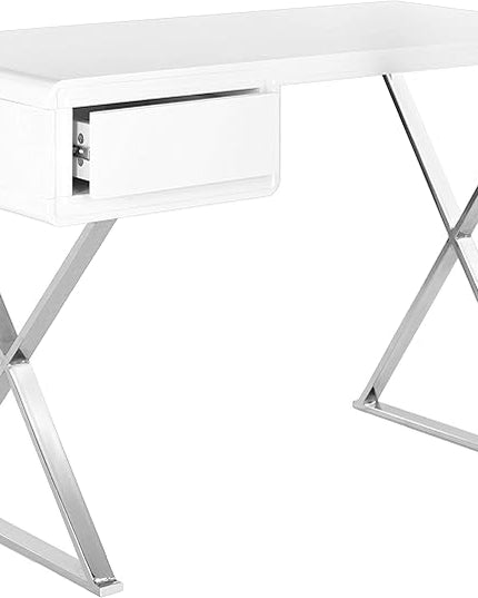Safavieh Home Collection Hanover Desk, White/Chrome - LeafyLoom