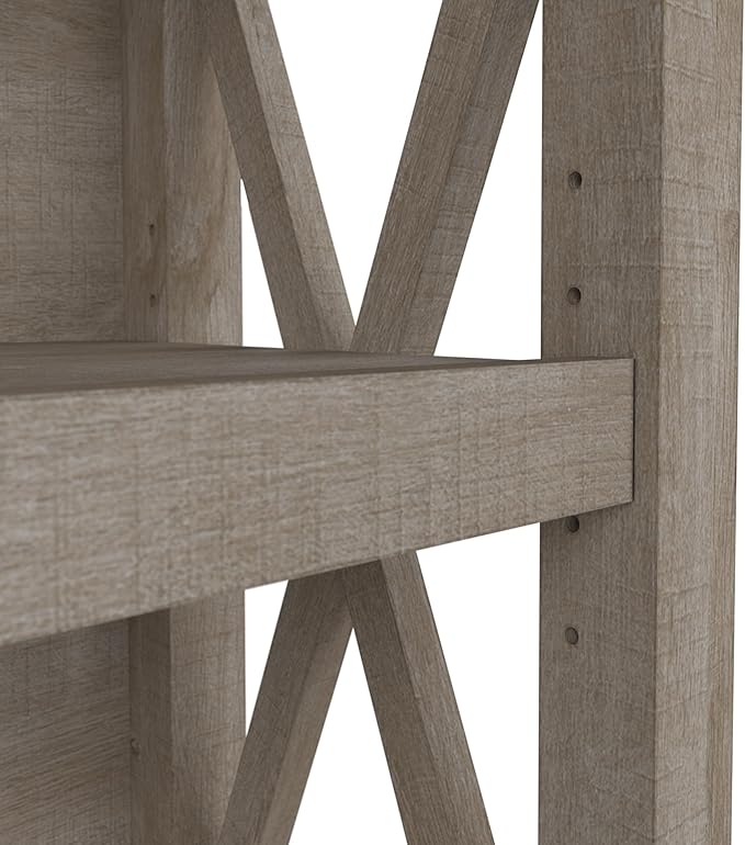 Bush Furniture Key West Tall 5 Shelf Bookcase in Washed Gray - LeafyLoom