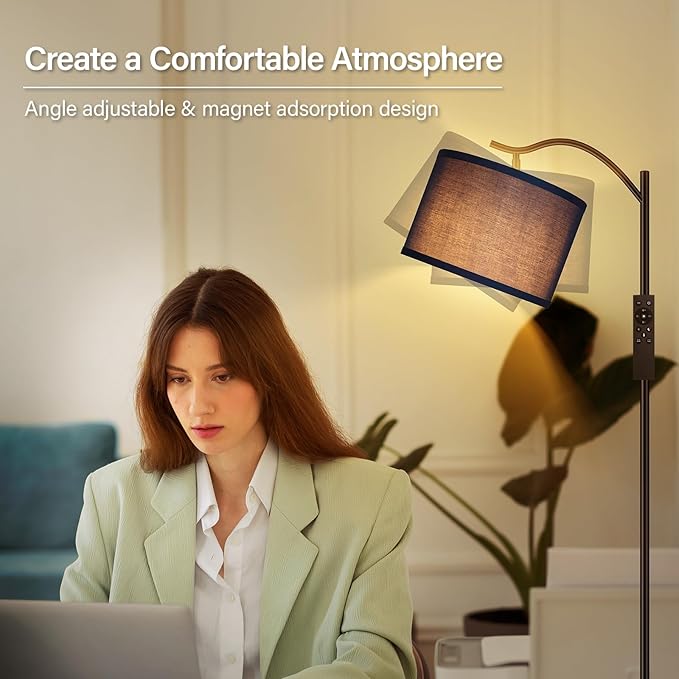 BoostArea Floor Lamp for Living Room,Arc Floor Lamp with Remote Control,Stepless Dimmable Brightness & Colors Temperature 2700k-6500k,Modern Standing Lamp for Bedroom Study Room Office,Blue - LeafyLoom
