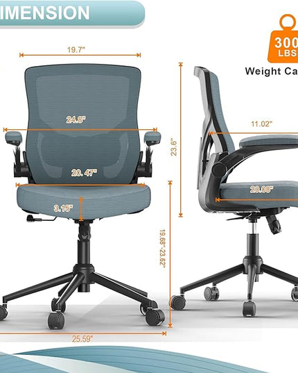 Office Chair, High Back Desk Chair Adjustable Height and Ergonomic Design Home Office Computer Chair Executive Lumbar Support Padded Flip-up Armrest Swivel Task Chair - LeafyLoom