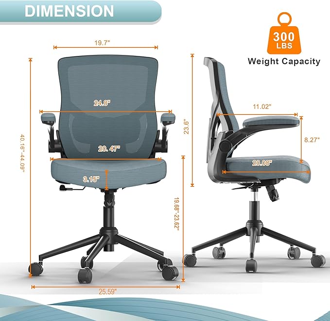 Office Chair, High Back Desk Chair Adjustable Height and Ergonomic Design Home Office Computer Chair Executive Lumbar Support Padded Flip-up Armrest Swivel Task Chair - LeafyLoom