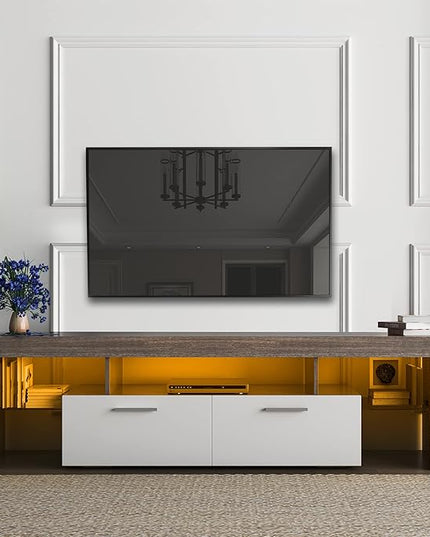 Mid Century Modern TV Stand for 40 50 55 60 65 70 Inch TV, LED TV Stand with Storage Cabinet, Wood Media TV Console, TV Entertainment Center for Living Room Bedroom - LeafyLoom