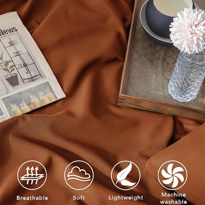 Burnt Orange California King Comforter Set, 3pc Aesthetic Modern Bedding Set Cal King Size, All Season Lightweight Cali King Microfiber Down Alternative Comforter with 2 Pillow Shams for Women Men - LeafyLoom