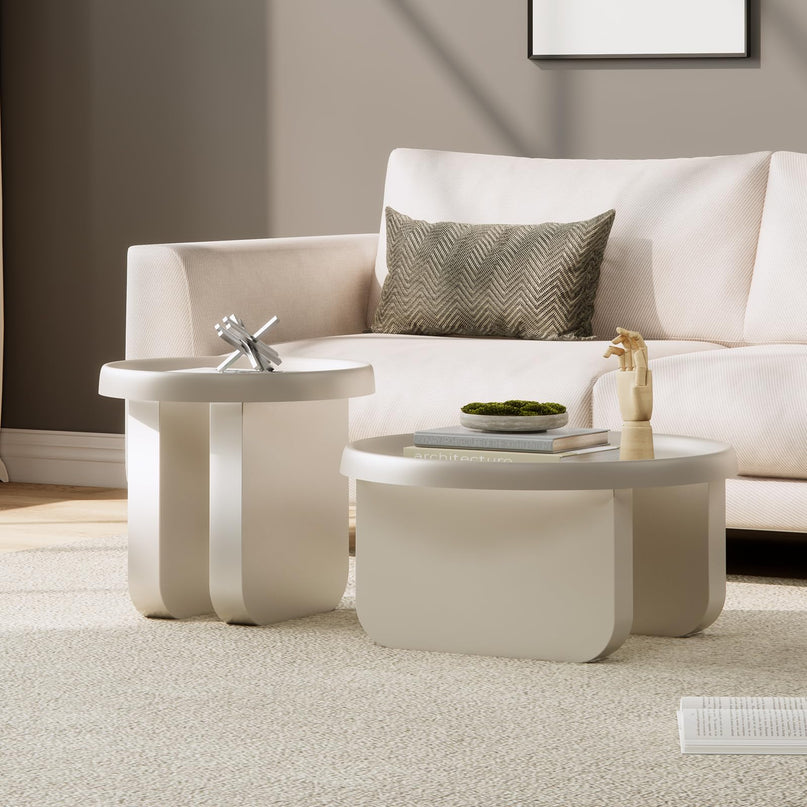 Round Coffee Table,Modern Coffee Table,Unique Circle Coffee Tables,Metal Center Table for Living Room (Black, 29.5 x 16.5) LeafyLoom