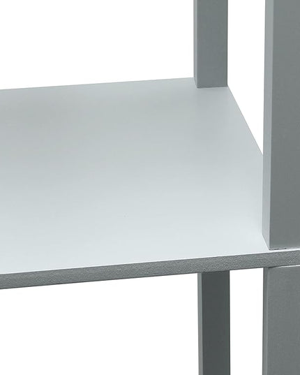 Simple Designs LF1037-GRY Organizer Storage Shelf with 2 Ports, 1 Charging Outlet and Linen Shade USB Etagere Floor Lamp, Gray - LeafyLoom
