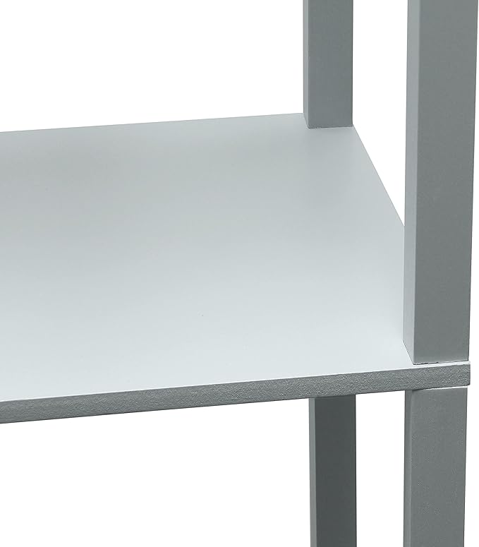 Simple Designs LF1037-GRY Organizer Storage Shelf with 2 Ports, 1 Charging Outlet and Linen Shade USB Etagere Floor Lamp, Gray - LeafyLoom