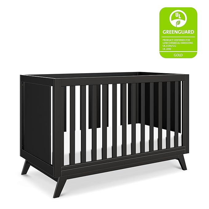 DaVinci Otto 3-in-1 Convertible Crib in Ebony, GREENGUARD Gold Certified - LeafyLoom