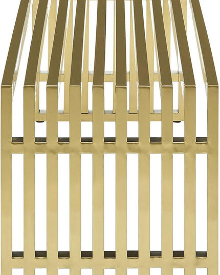 Modway Gridiron Contemporary Modern Gold Stainless Steel Large Bench, 60" - LeafyLoom