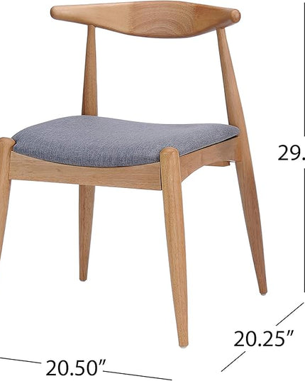 Christopher Knight Home Francie Fabric with Oak Finish Dining Chairs, 2-Pcs Set, Grey / Oak - LeafyLoom