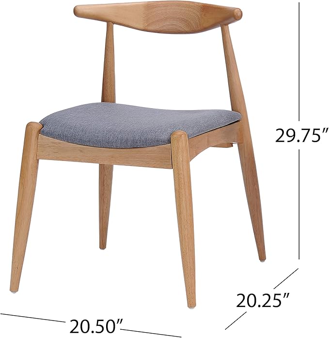 Christopher Knight Home Francie Fabric with Oak Finish Dining Chairs, 2-Pcs Set, Grey / Oak - LeafyLoom